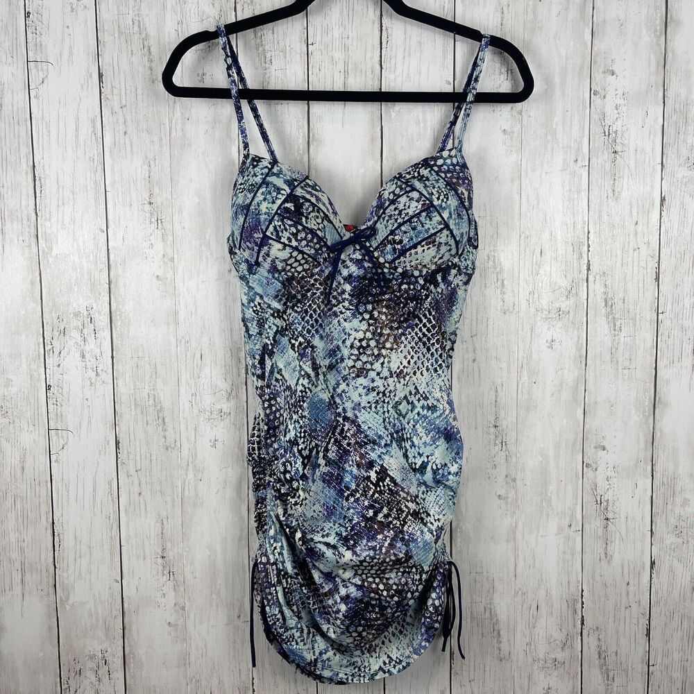 Spanx One Piece Swimsuit Women Size 8 B/C Multi Animal Print Push Up Slimming